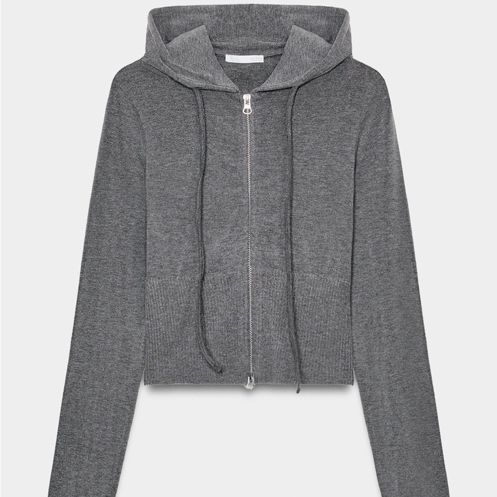 Zara Charcoal Gray Cropped Hoodie